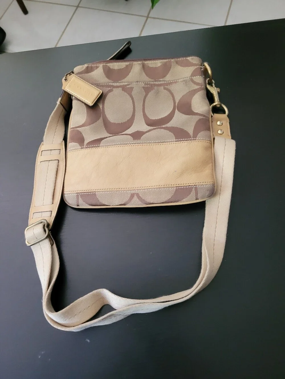Coach Brown/Tan Signature Canvas Crossbody Bag